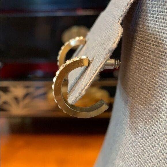 Womens Hoop and Crystal Earrings Gold Tone Post Fashion Jewelry - Picture 4 of 5